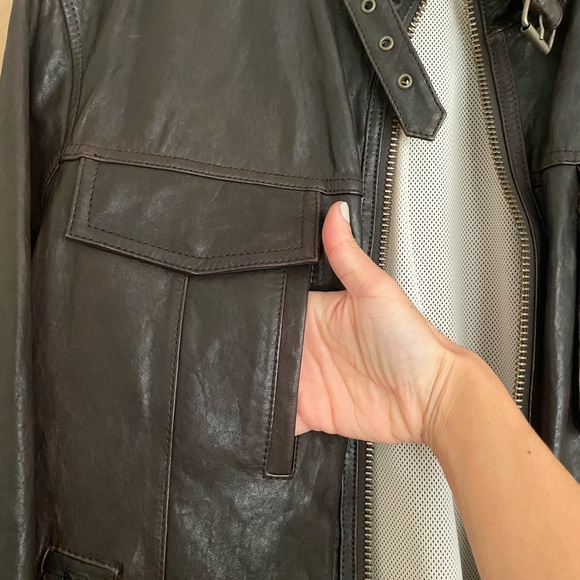 100% Genuine Lambskin Leather Moto Jacket (Men’s) by Cole Haan - Picture 8 of 9